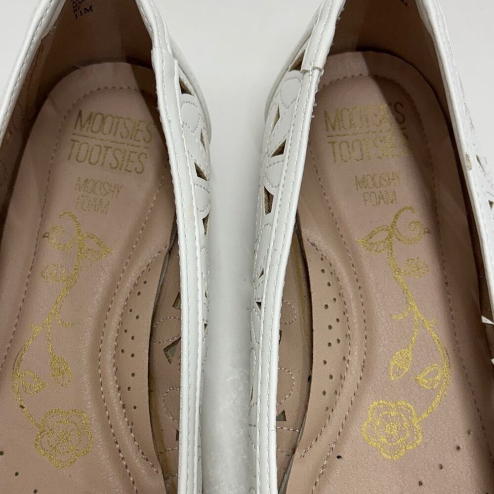 Mootsies Tootsies White Floral Cutout Ballet Flats Brunch Spring Shower 11M - Picture 8 of 10